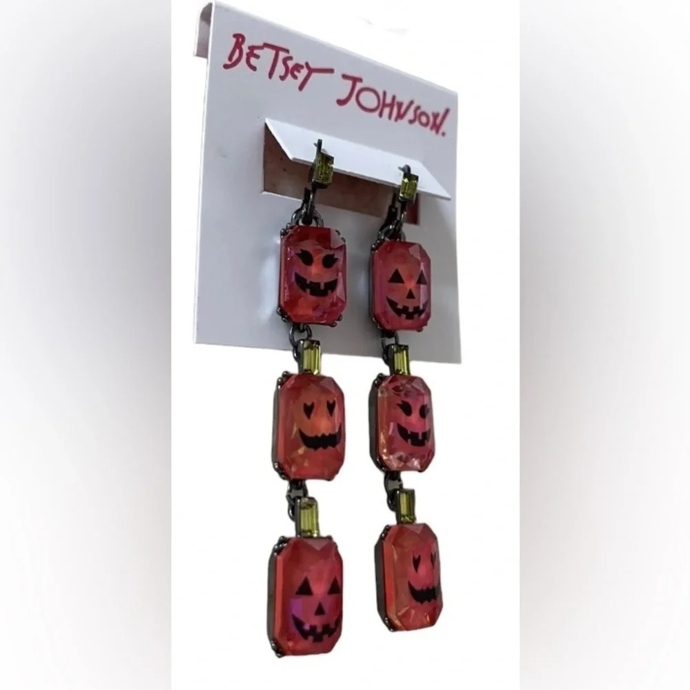 BETSEY JOHNSON SET Jack-o-Lantern Pumpkin Necklace & Earrings Halloween Set NWT